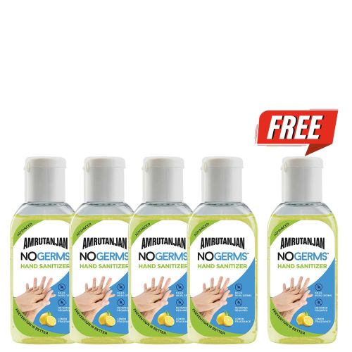Amrutanjan Nogerms™ Hand Sanitizer 60 ml (4 units) + Get 1 FREE (₹30)