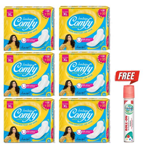 Comfy Snug Fit® Ultra XL (6 units) + FREE Amrutanjan Faster Relaxation Roll-On™ 5 ml (₹35)