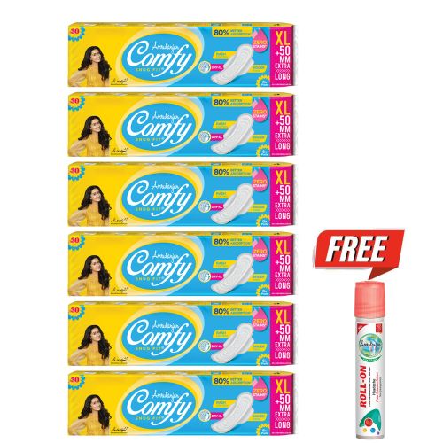 Comfy Snug Fit® Extra Long (6 units) + FREE Amrutanjan Faster Relaxation Roll-On™ 5 ml (₹35)