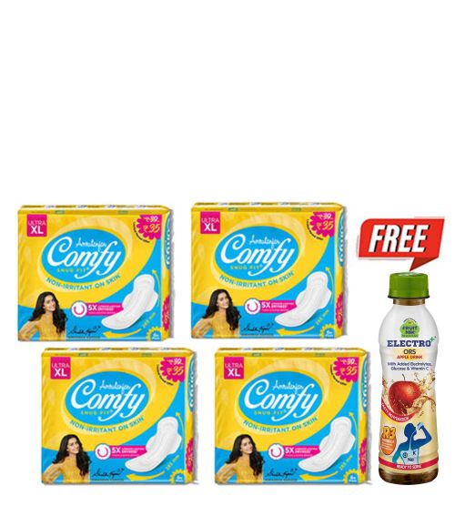 Comfy Snug Fit® Ultra XL (4 units) + FREE Fruitnik Electro+® ORS Apple Drink 200 ml (₹35)
