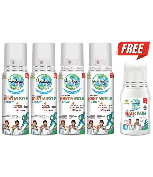 Amrutanjan Advanced Joint Muscle + Spray® 30 gms (4 units) + FREE Amrutanjan Advanced Back Pain + Roll-On™ 50 ml (₹100)