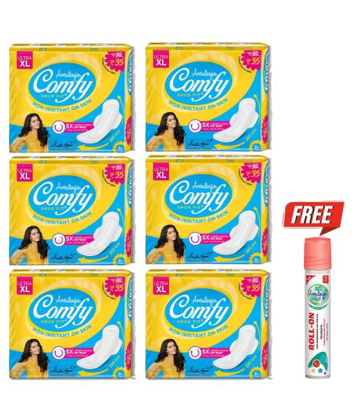 Comfy Snug Fit® Ultra XL (6 units) + FREE Amrutanjan Faster Relaxation Roll-On™ 5 ml (₹35)